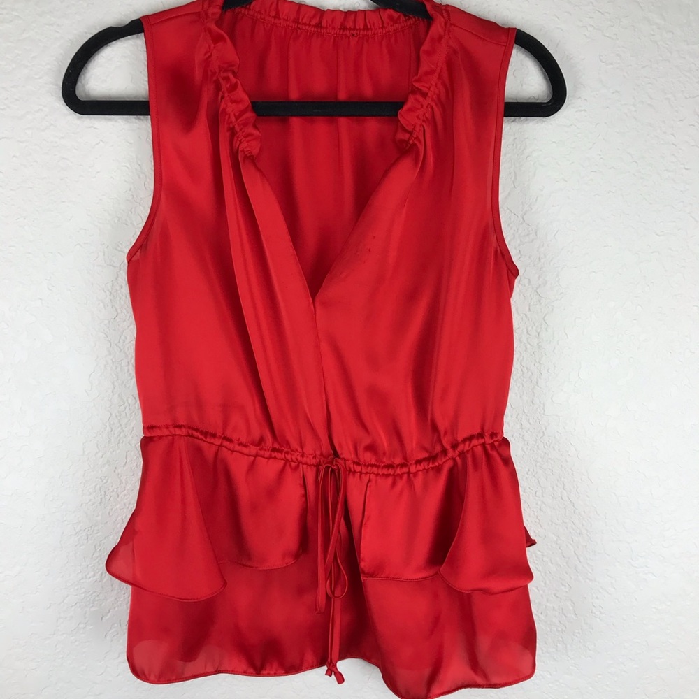 Red Ruffles Satin Top ❤️